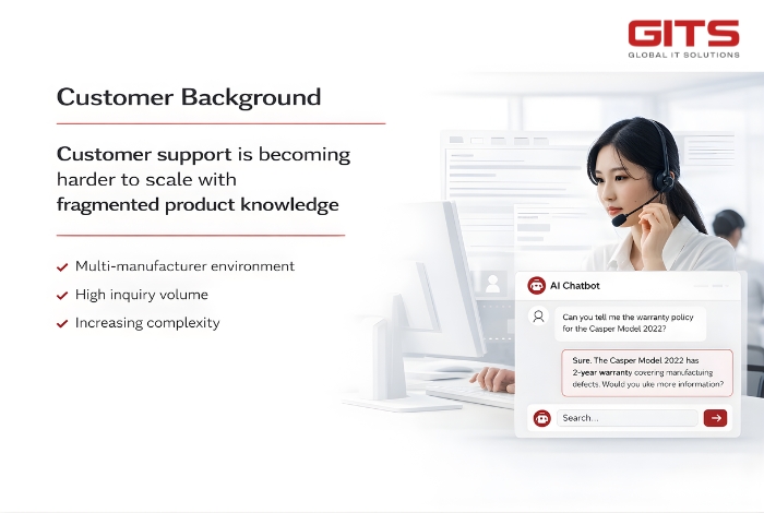 The customer is a customer service provider supporting multiple manufacturing companies across different product categories